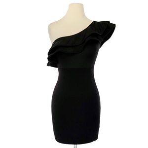 Foreign Exchange one shoulder ruffled body dress S